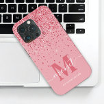 Pink Glitter Monogrammed Stylish Script Name<br><div class="desc">Pink Glitter Monogrammed Stylish Script Name iPhone 13 Pro Case. Edit using the design tool to adjust font size if necessary.</div>