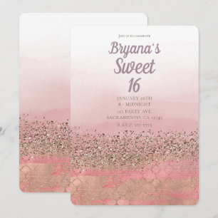 Pink Glitter Moroccan Indian Princess Sweet 16 Invitation