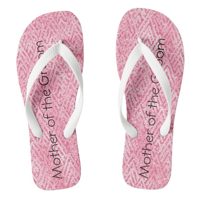 Pink Glitter Mother of the Bride Groom Gift Flip Flops (Footbed)