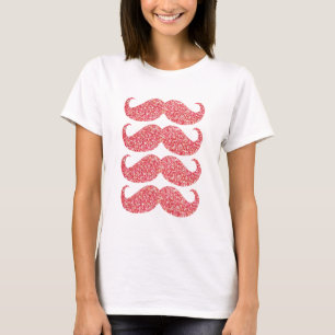 Pink Glitter Moustache #2 T-Shirt