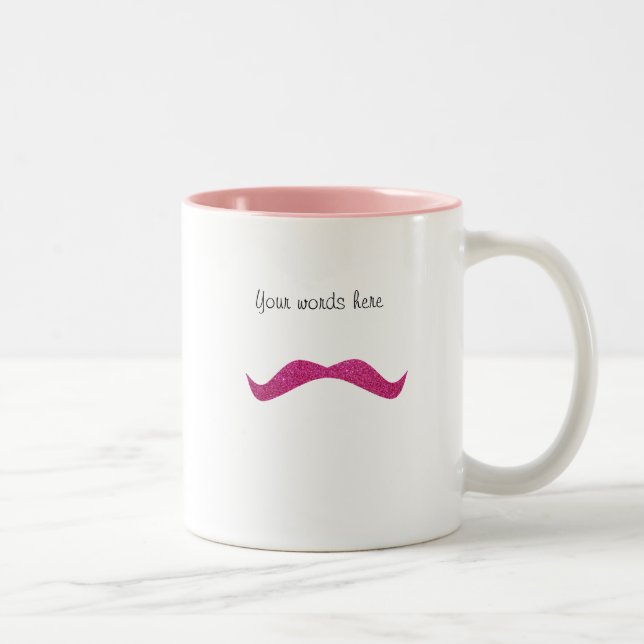 Pink glitter moustache mug (Right)