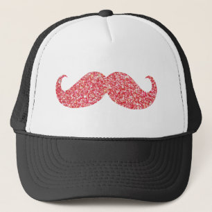 Pink Glitter Moustache Trucker Hat
