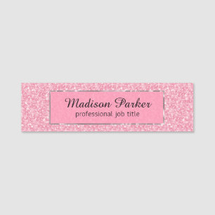 Pink Glitter  Name Tag