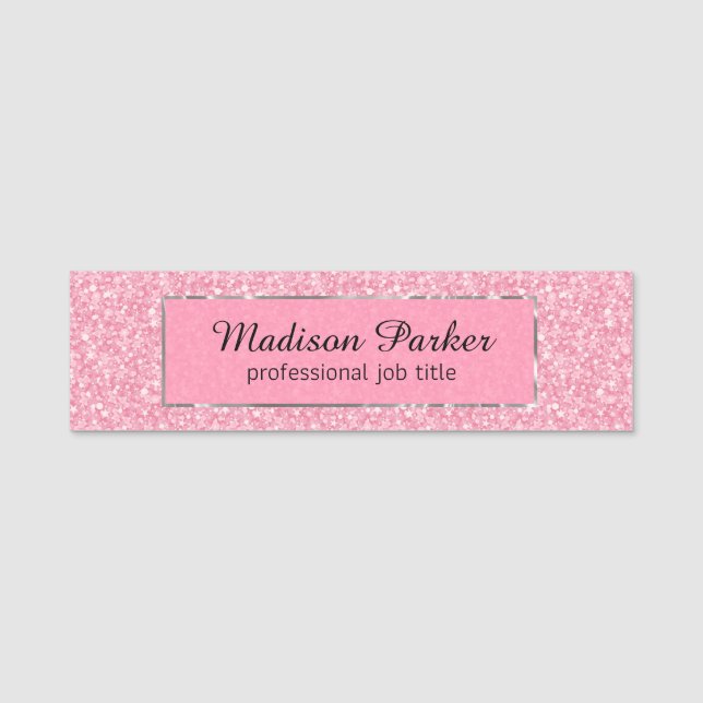 Pink Glitter  Name Tag (Front)