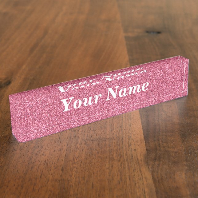 Pink Glitter Nameplate (Side)