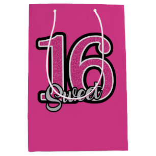 Pink Glitter Numbers Medium Gift Bag