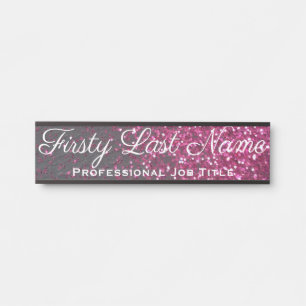 Pink Glitter Office Black Door Sign Name