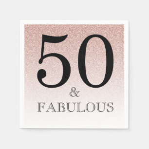 Pink Glitter Ombre 50 and Fabulous 50th Birthday Napkin