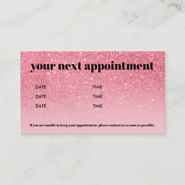 Pink Glitter Ombre Chic Bold Beauty Business Card (Front)