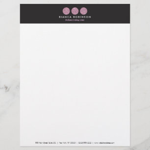 Pink Glitter Palette for Freelance Makeup Artist Letterhead Design