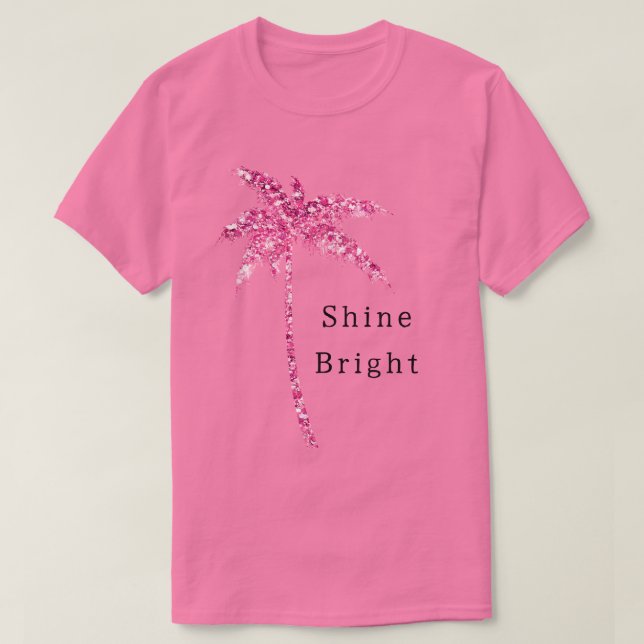 Pink Glitter Palm Tree T-Shirt (Design Front)