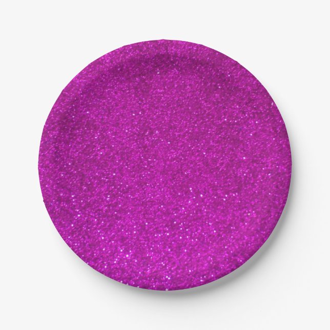 Pink glitter paper plates | faux sparkly print (Front)