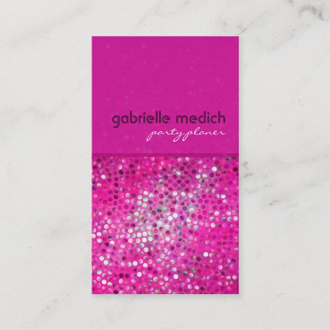 Pink Glitter Party Planner Business Card (Front)