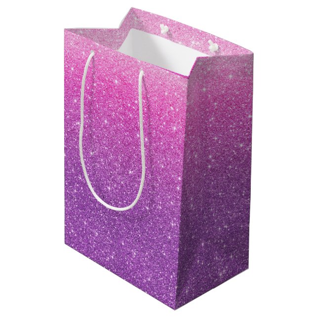 Pink Glitter Pattern Medium Gift Bag (Back Angled)