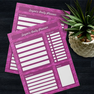 Pink Glitter Pattern Personalised Daily Planner Notepad