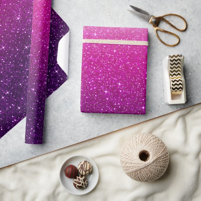 Pink Glitter Pattern Wrapping Paper (Crafts)