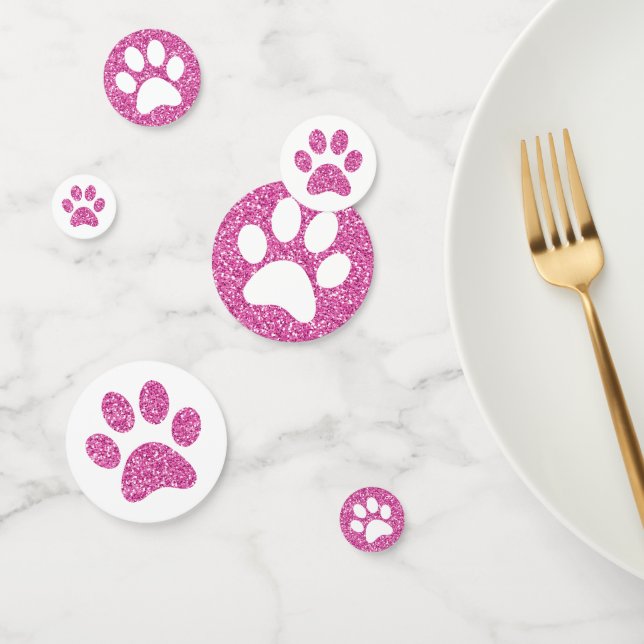 Pink Glitter Paw Print Puppy Kitty Animal Table Confetti (Group)