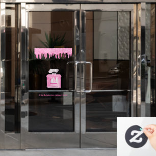 Pink Glitter Perfume Business Monogram  Window Cling