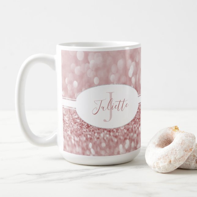 Pink Glitter Personalise Coffee Mug (With Donut)
