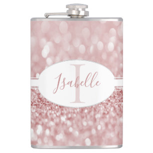Pink Glitter Personalise Flask