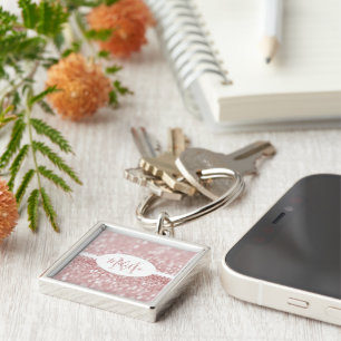 Pink Glitter Personalise Keychain