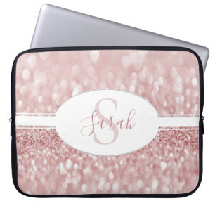 Pink Glitter Personalise Laptop Sleeve
