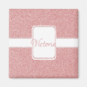 Pink Glitter Personalise Magnet