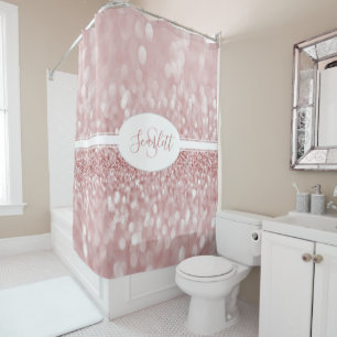 Pink Glitter Personalise Shower Curtain