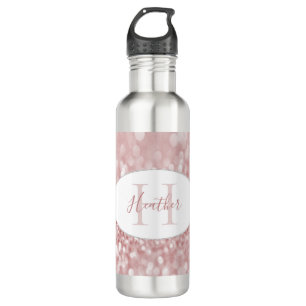 Pink Glitter Personalise Water Bottle
