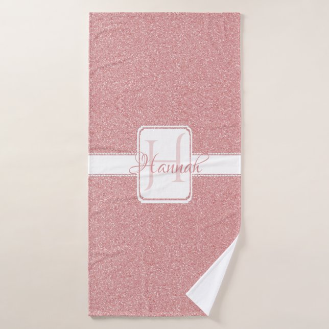 Pink Glitter Personalised Bath Towels (Bath Towel)