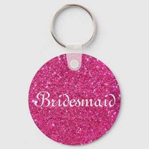 Pink Glitter Personalised Bridesmaid Key Ring