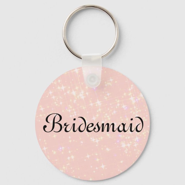 Pink Glitter Personalised Bridesmaid Key Ring (Front)