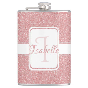Pink Glitter Personalised Flask