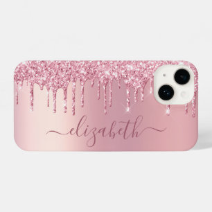 Pink Glitter Personalised iPhone 14 Case