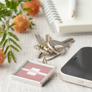 Pink Glitter Personalised Keychain