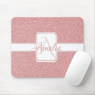 Pink Glitter Personalised Mouse Pad