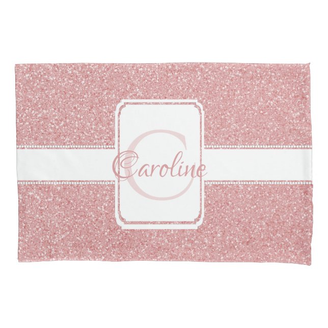 Pink Glitter Personalised Pillow Case (Front)