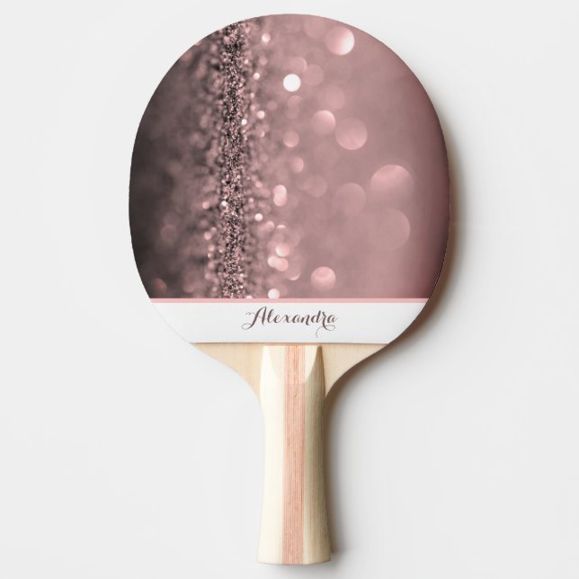 Pink Glitter Personalised Ping Pong Paddle (Front)