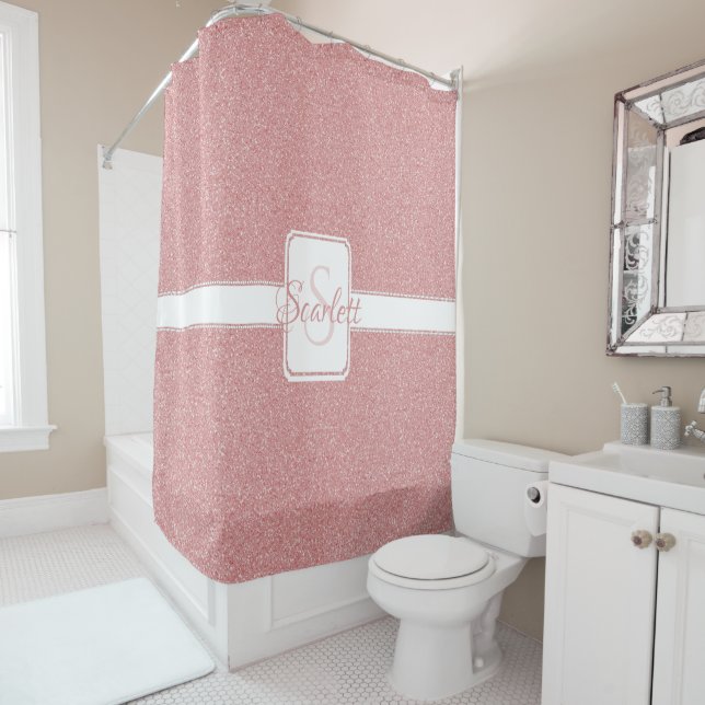 Pink Glitter Personalised Shower Curtain (In Situ)