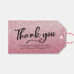 Pink glitter personalised Thank You Favour tags