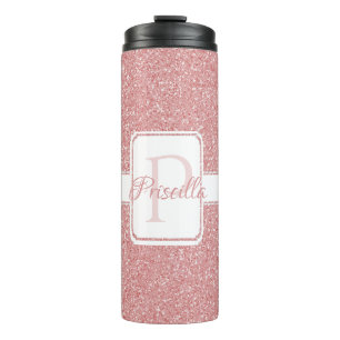 Pink Glitter Personalised Thermal Tumbler