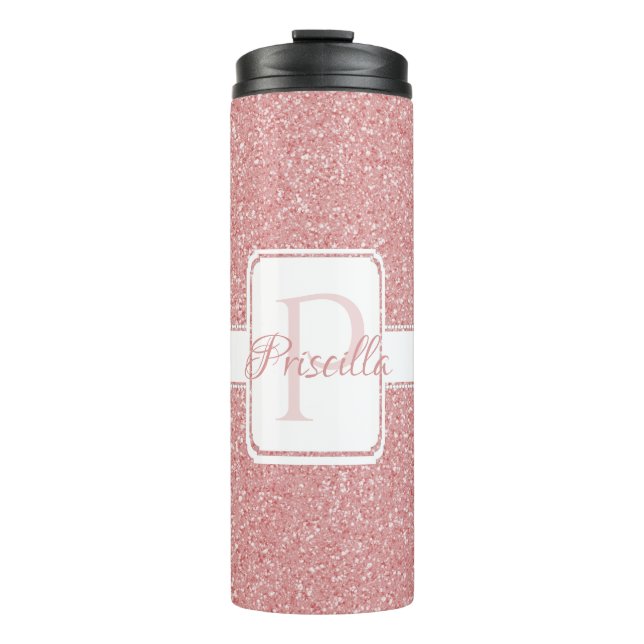 Pink Glitter Personalised Thermal Tumbler (Front)