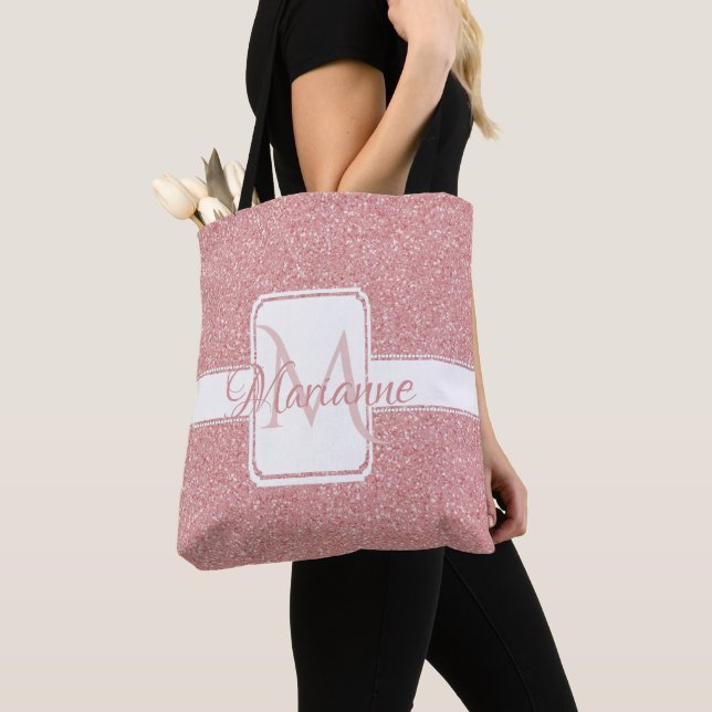 Pink Glitter Personalised Tote Bag (Close Up)