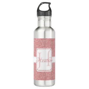 Pink Glitter Personalised Water Bottle