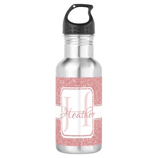 Pink Glitter Personalised Water Bottle (Front)