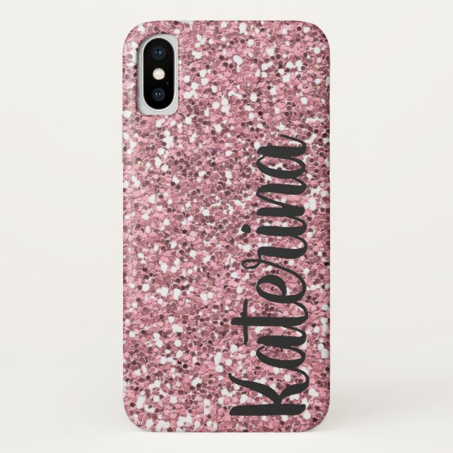 Pink Glitter Personalised with Your Name. Case-Mate iPhone Case (Back)
