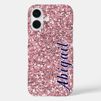 Pink Glitter Personalised with Your Name. iPhone 16 Case
