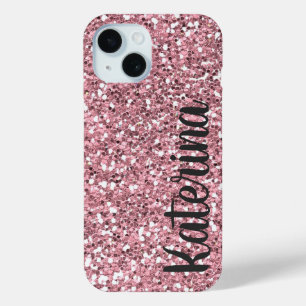 Pink Glitter Personalised with Your Name. iPhone 15 Case