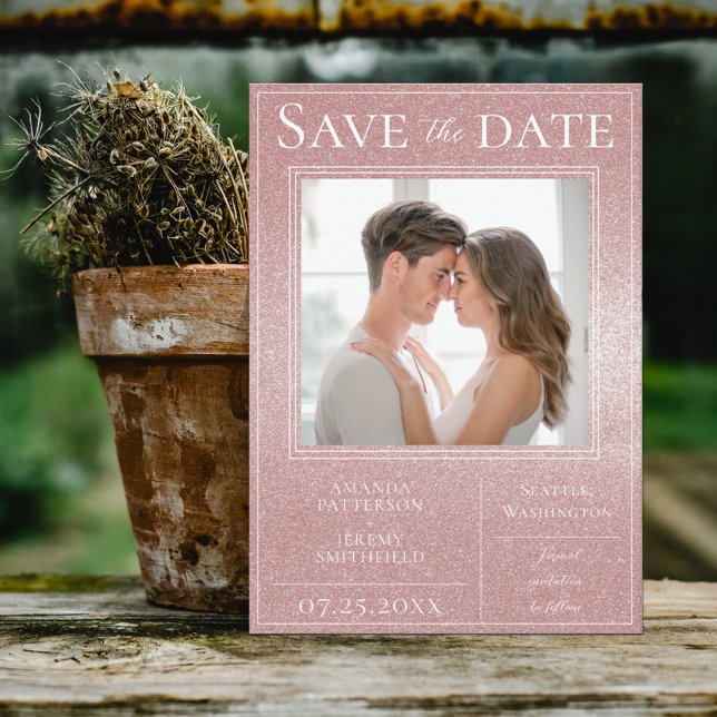 Pink Glitter Photo Save the Date (Creator Uploaded)