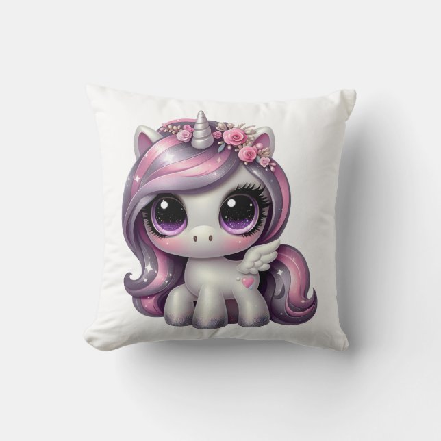 Pink glitter pony unicorn cushion (Front)